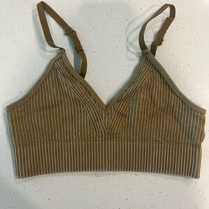Aerie Khaki Ribbed Bralette